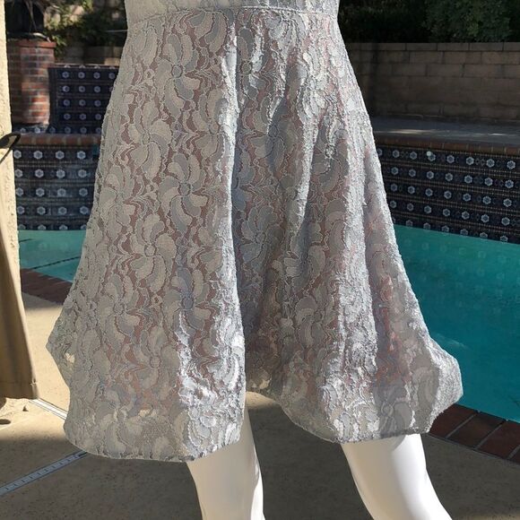 Sequin Hearts Illusion Waist Lace Fit/Flare Dress - Picture 7 of 13